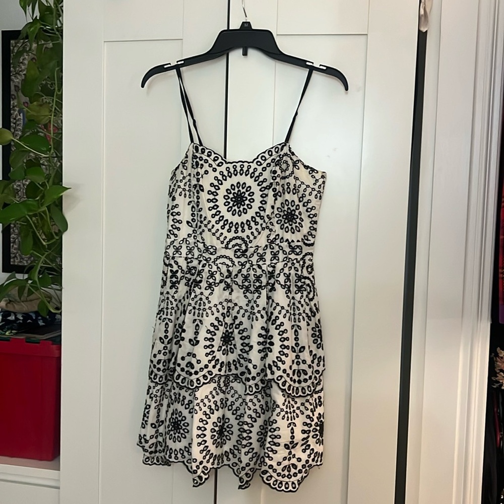 Express Black & White Floral Ruffle Eyelet Dress!